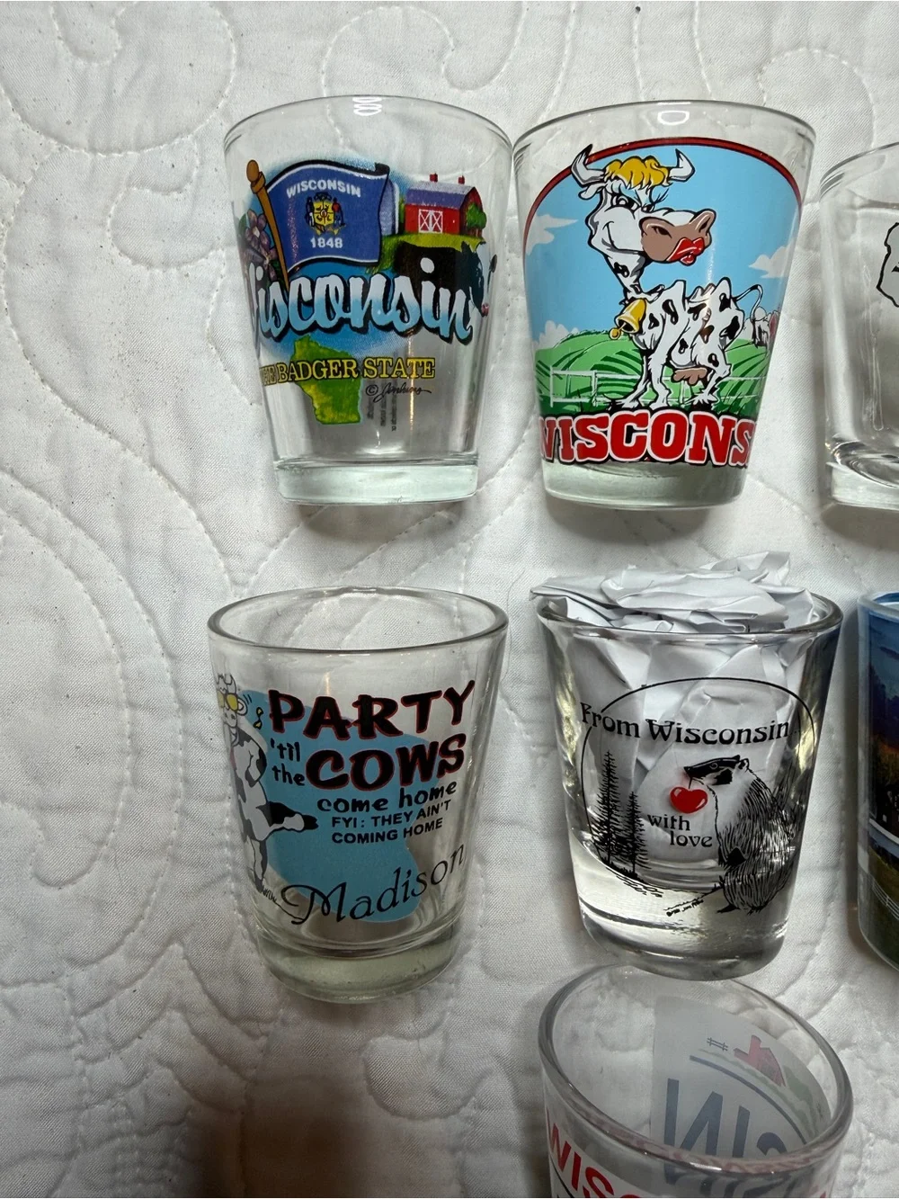 Wisconsin Souvenir Shot Glass Lot - Colorful State Designs